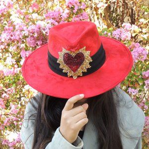 Handmade wide brim hat made in Mexico hand painted